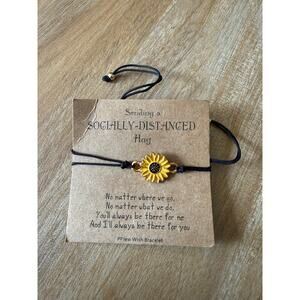 6/$25 NWT Black Corded Sunflower Long Distance Friendship Bracelet